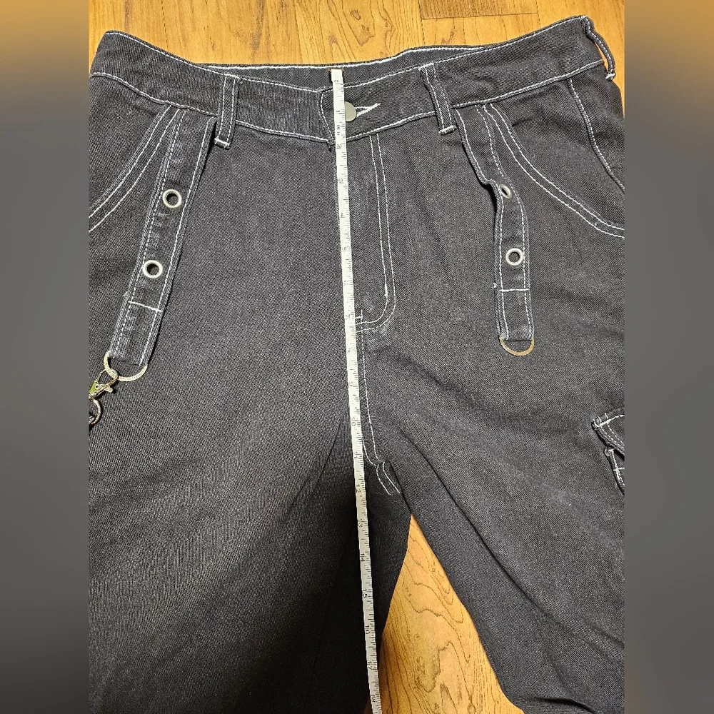 Black Cargo Pants with White Stitching - Picture 13 of 14